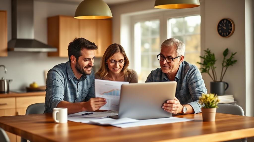 Familie plant gemeinsam das Haushaltsbudget